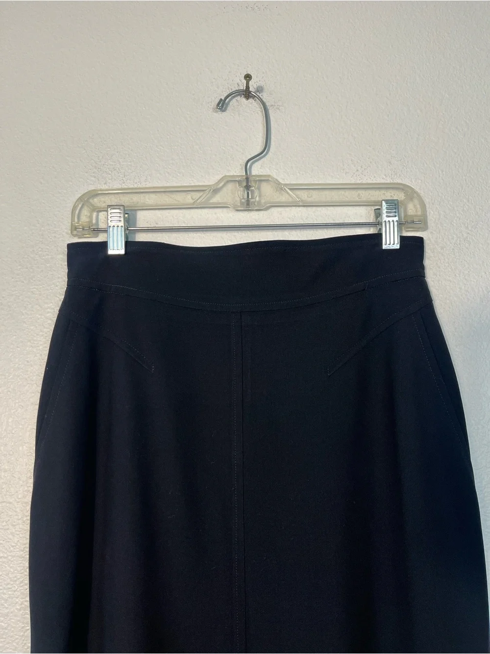 VTG Escada Wool Black Midi Maxi Skirt Elegant High-Waist Silhouette Size 36/6